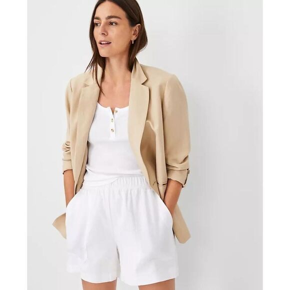 Ann Taylor Patch Pocket Easy Mid Shorts in Linen Blend NEW - Picture 6 of 8